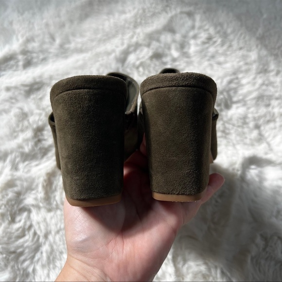 Marc Fisher Dafne Mule Suede Block Heels Olive Green Size 8 - Picture 6 of 11